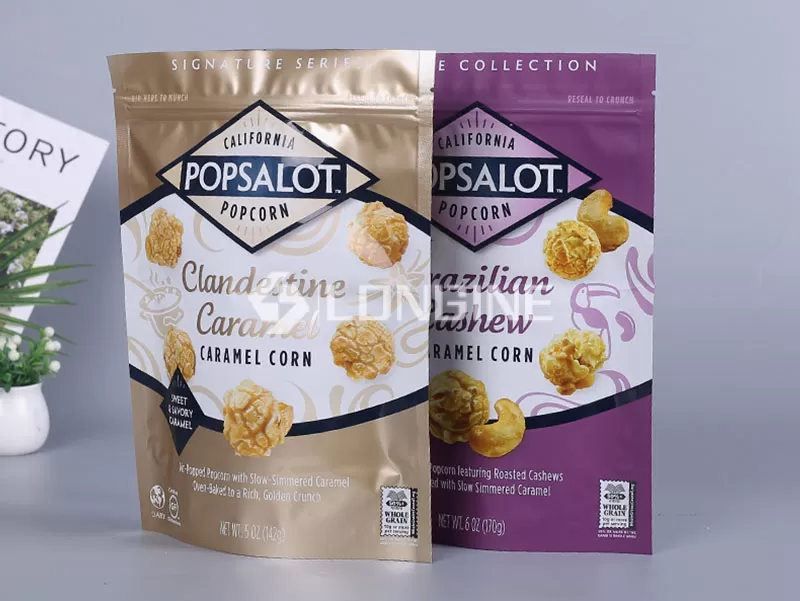 Custom Popcorn Stand Up Zipper Pouches for a Premium U.S. Snack Brand