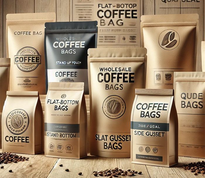 Wholesale coffee bags of different types